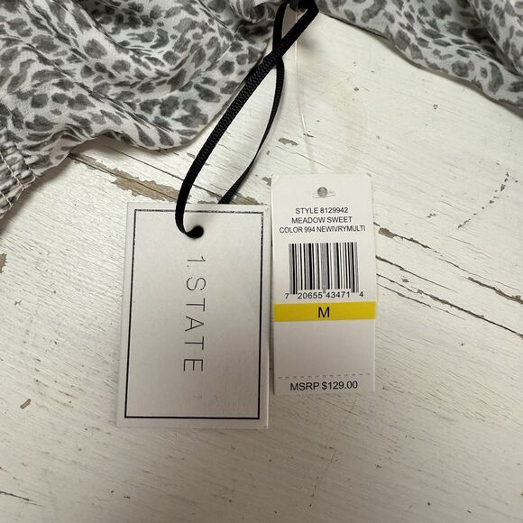 1.State Revolve Maxi Dress Jaime Shrayber Printed High-Low M Gray Leopard Print - Picture 16 of 16